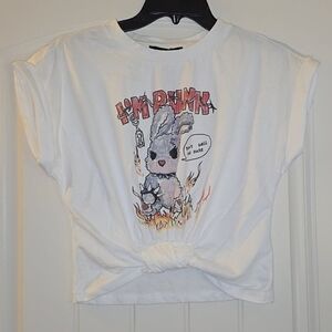 Cider White Tee with Edgy Bunny Graphic - Size Medium - NWT